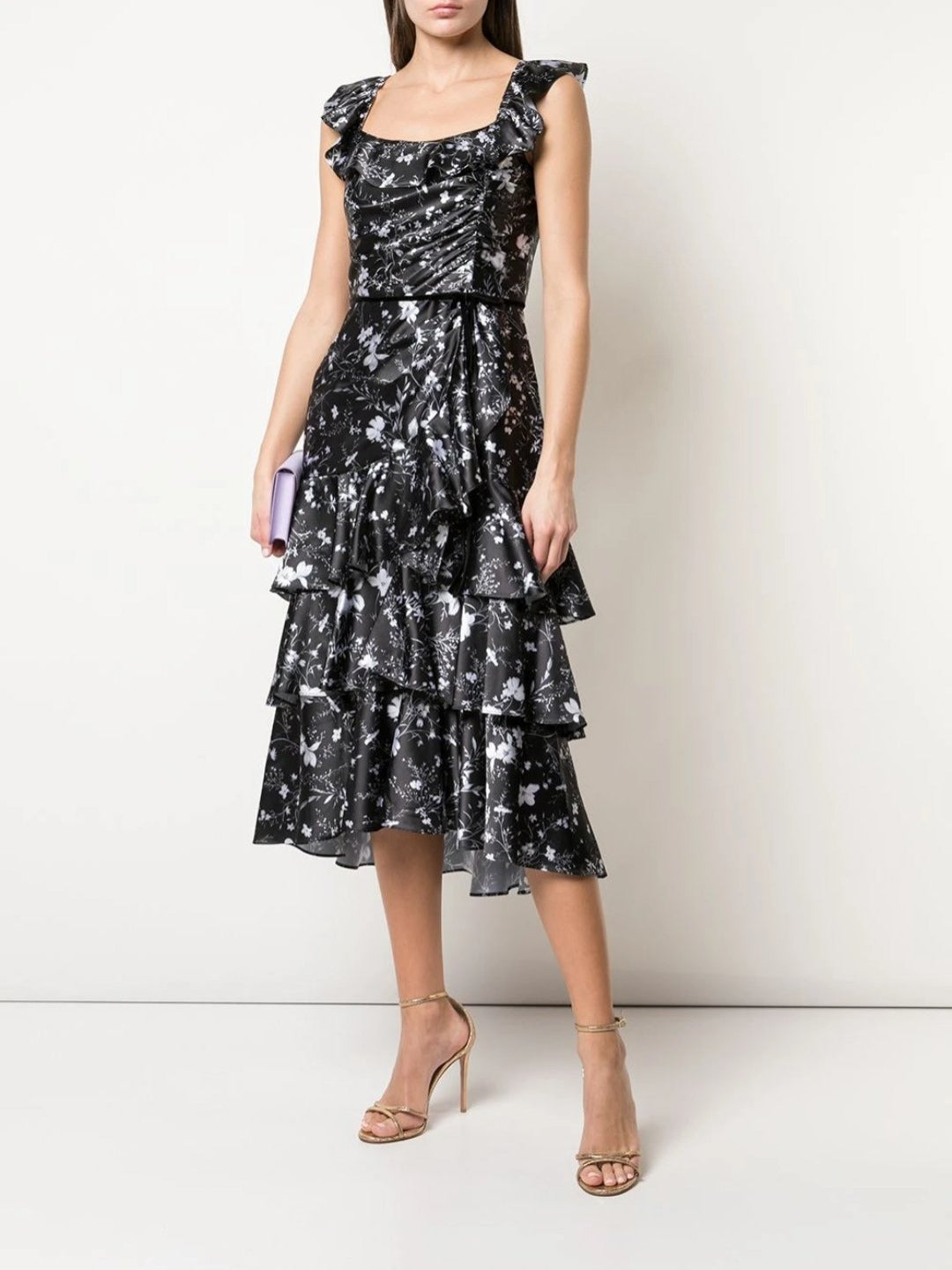 Floral Print Charm Ruffle Cocktail – Marchesa