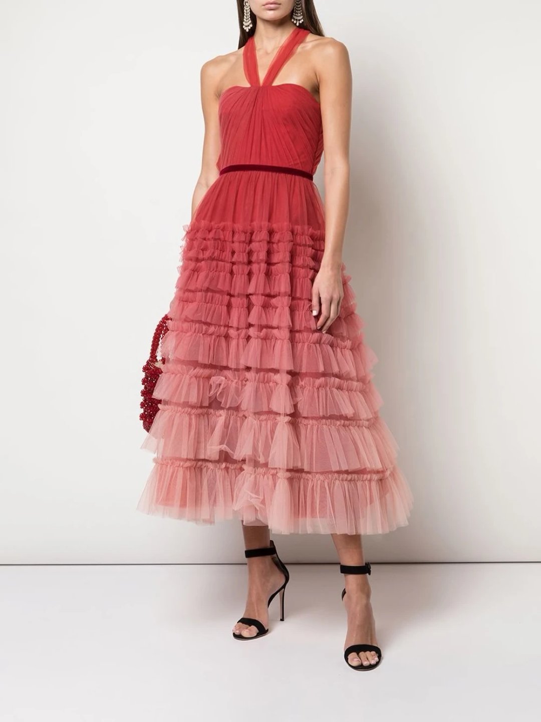 Halter Neck Ombre Tiered Textured Dress – Marchesa