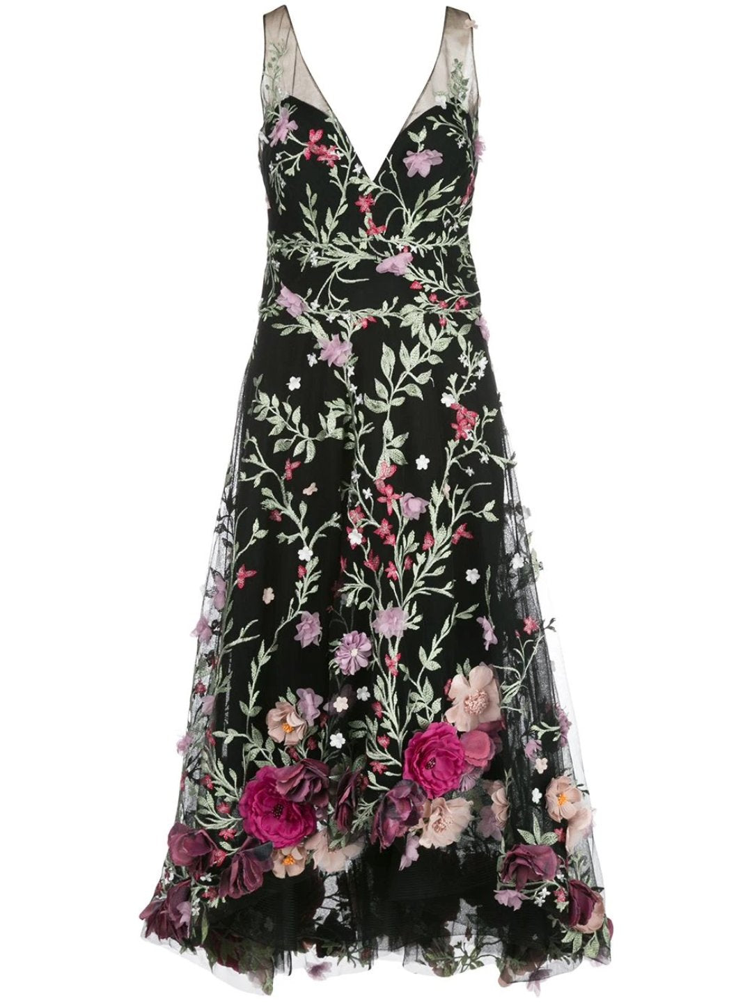 3D Floral Embroidered Hi-Low Cocktail – Marchesa