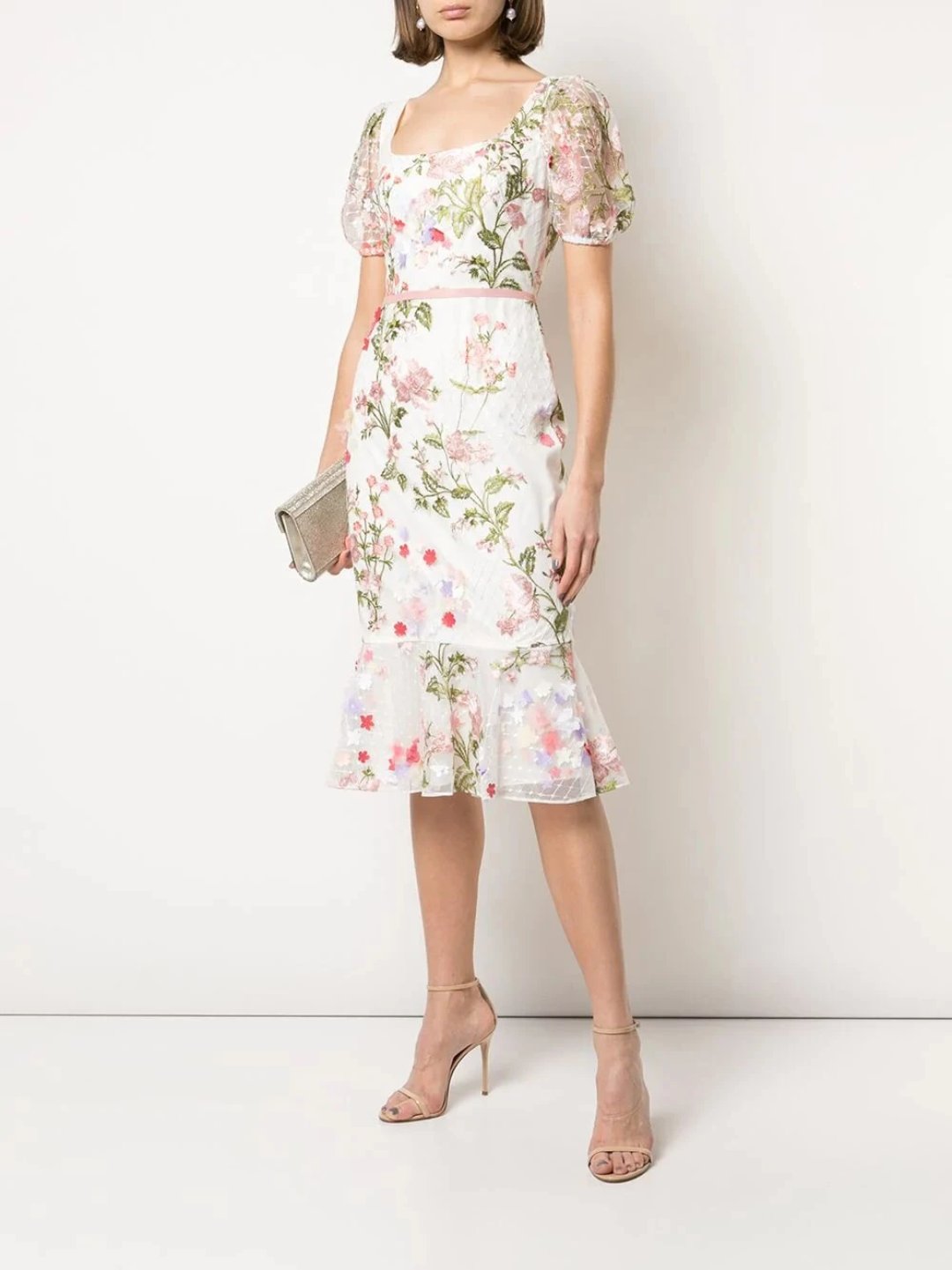 3D Floral Embroidered Cocktail Dress 