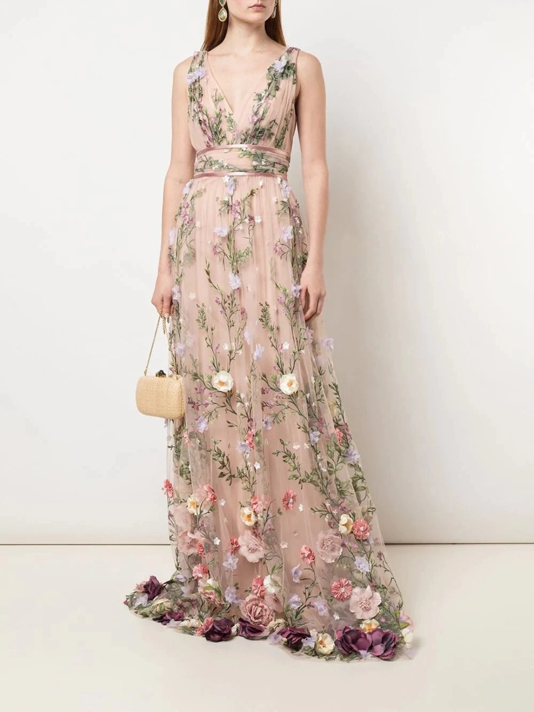 marchesa floral embroidered gown