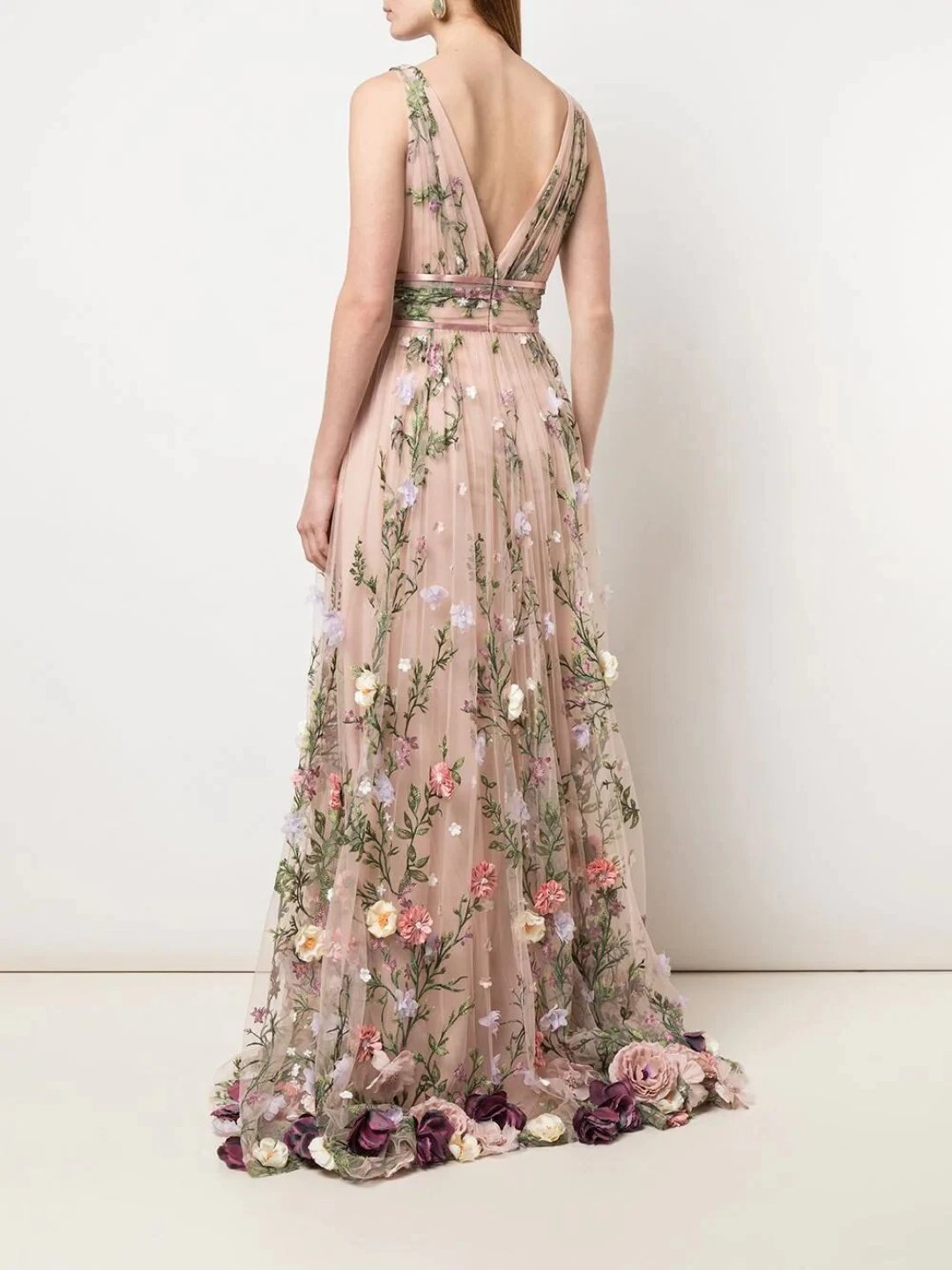 floral embroidered gown