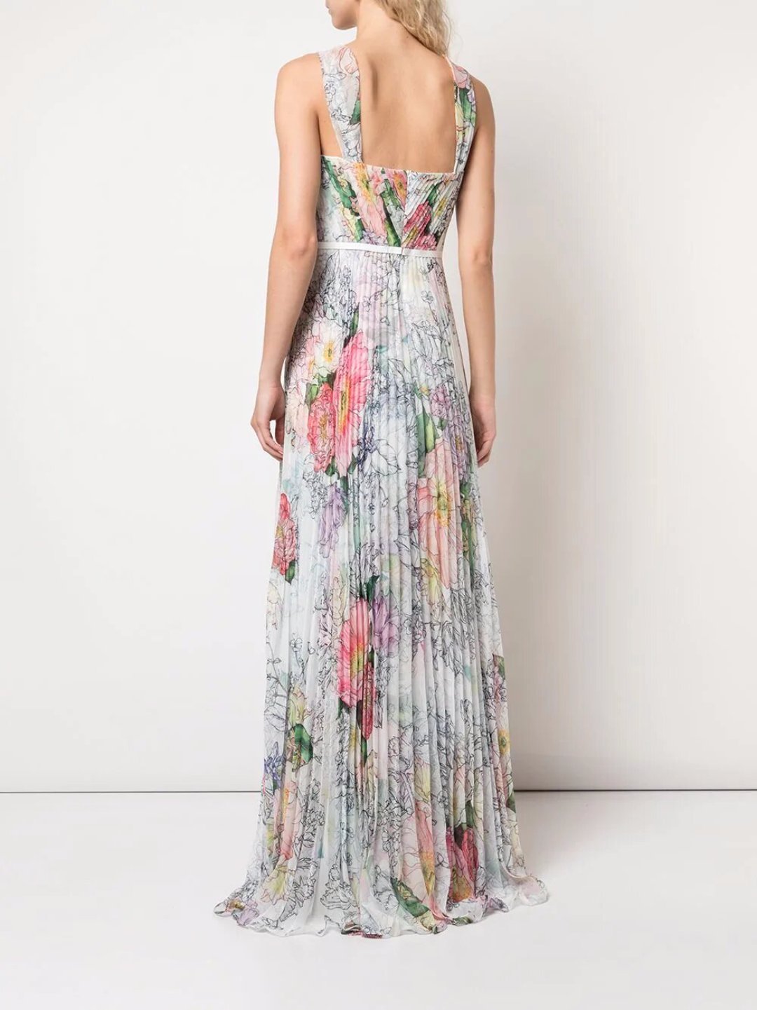 Floral Print Pleated Gown – Marchesa