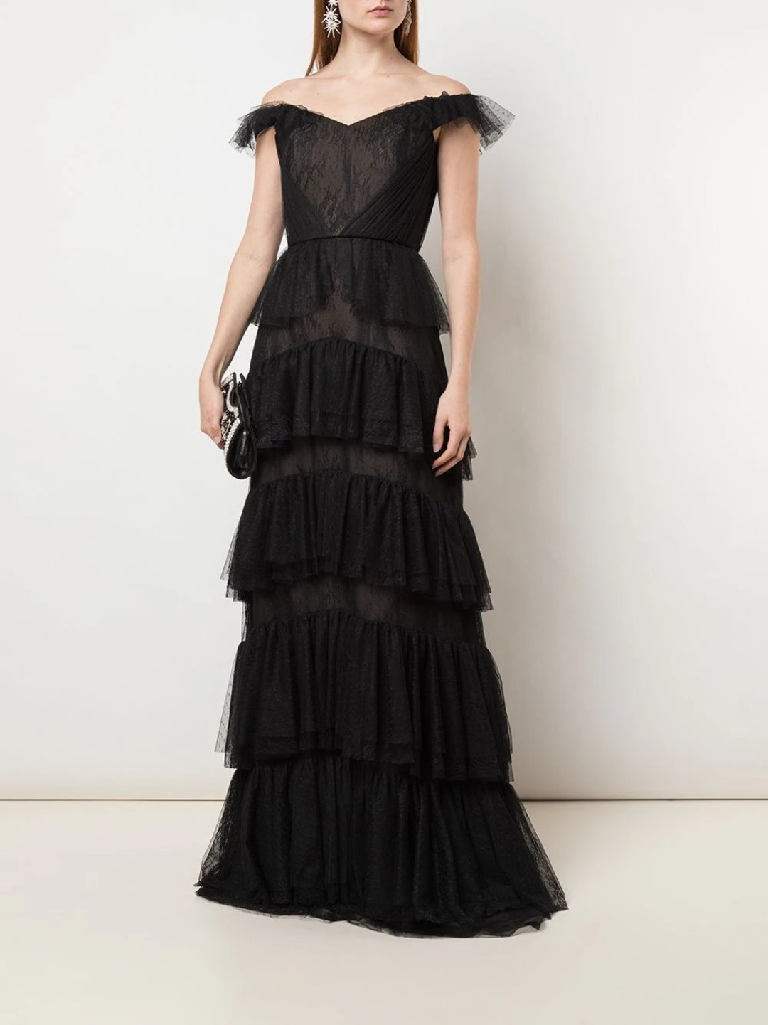 black tiered gown