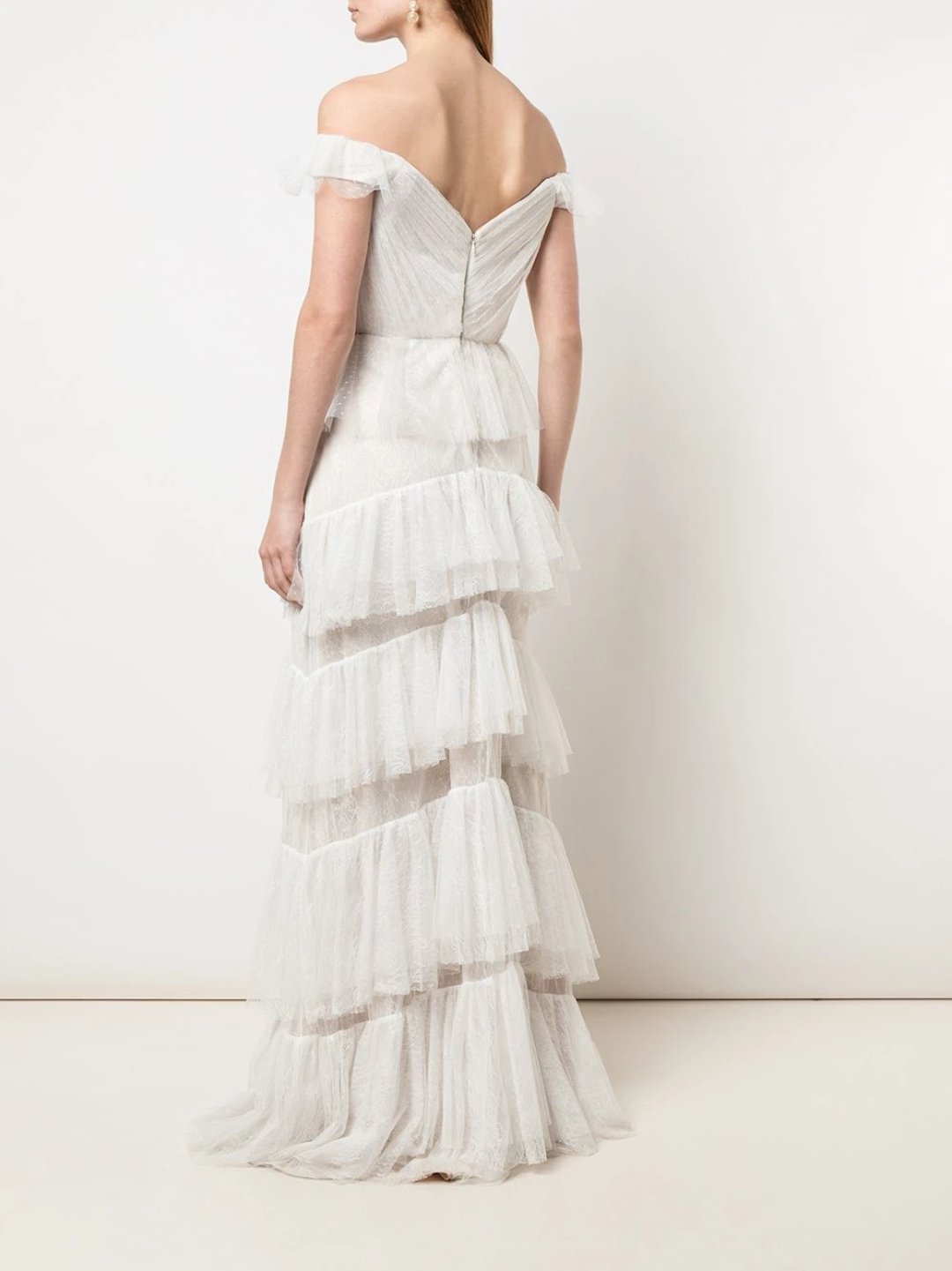 Off-the-Shoulder Lace Tiered Gown – Marchesa
