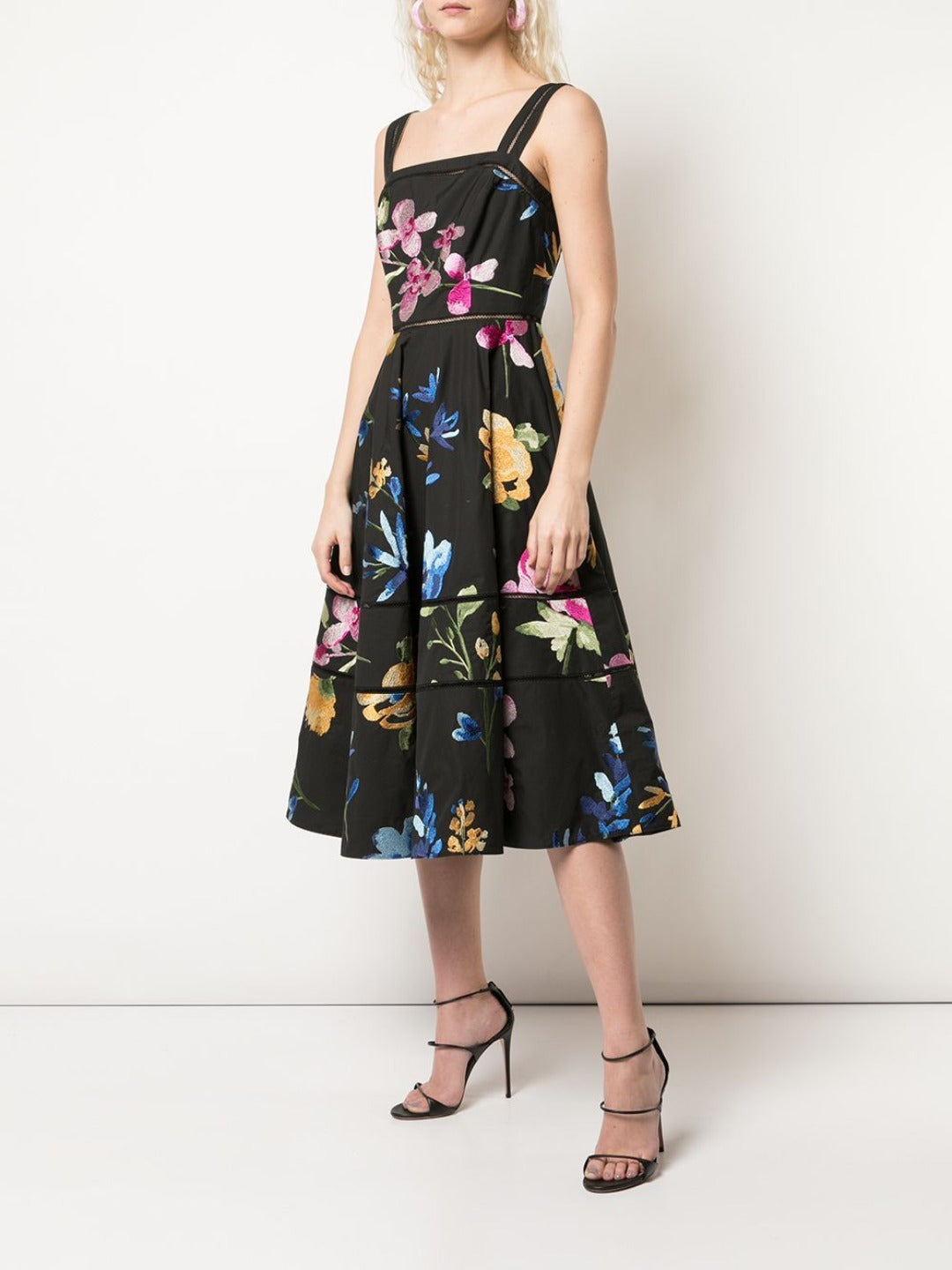 Flared Floral Print Dress – Marchesa