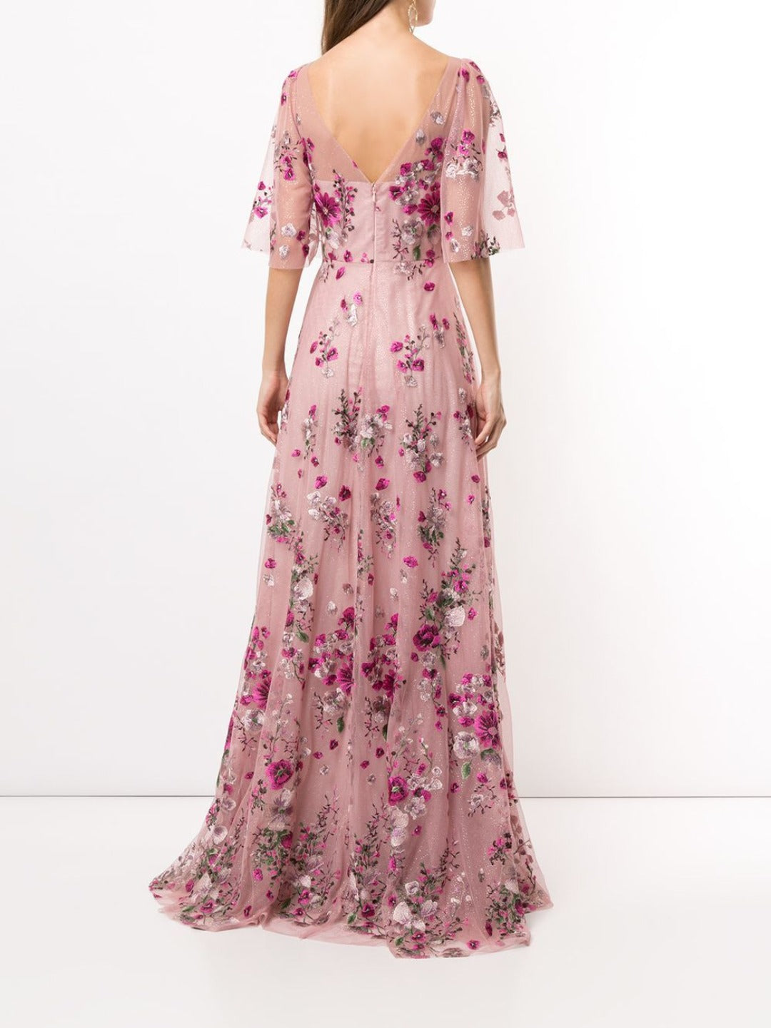 Embroidered Glitter Tulle Gown Marchesa