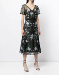 Load image into Gallery viewer, Floral embroidered cocktail dress Marchesa
