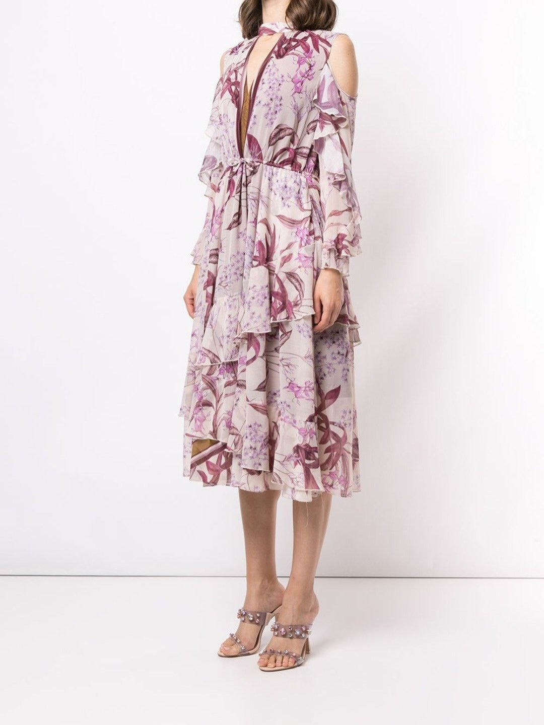 Cold Shoulder Tea Length Dress – Marchesa