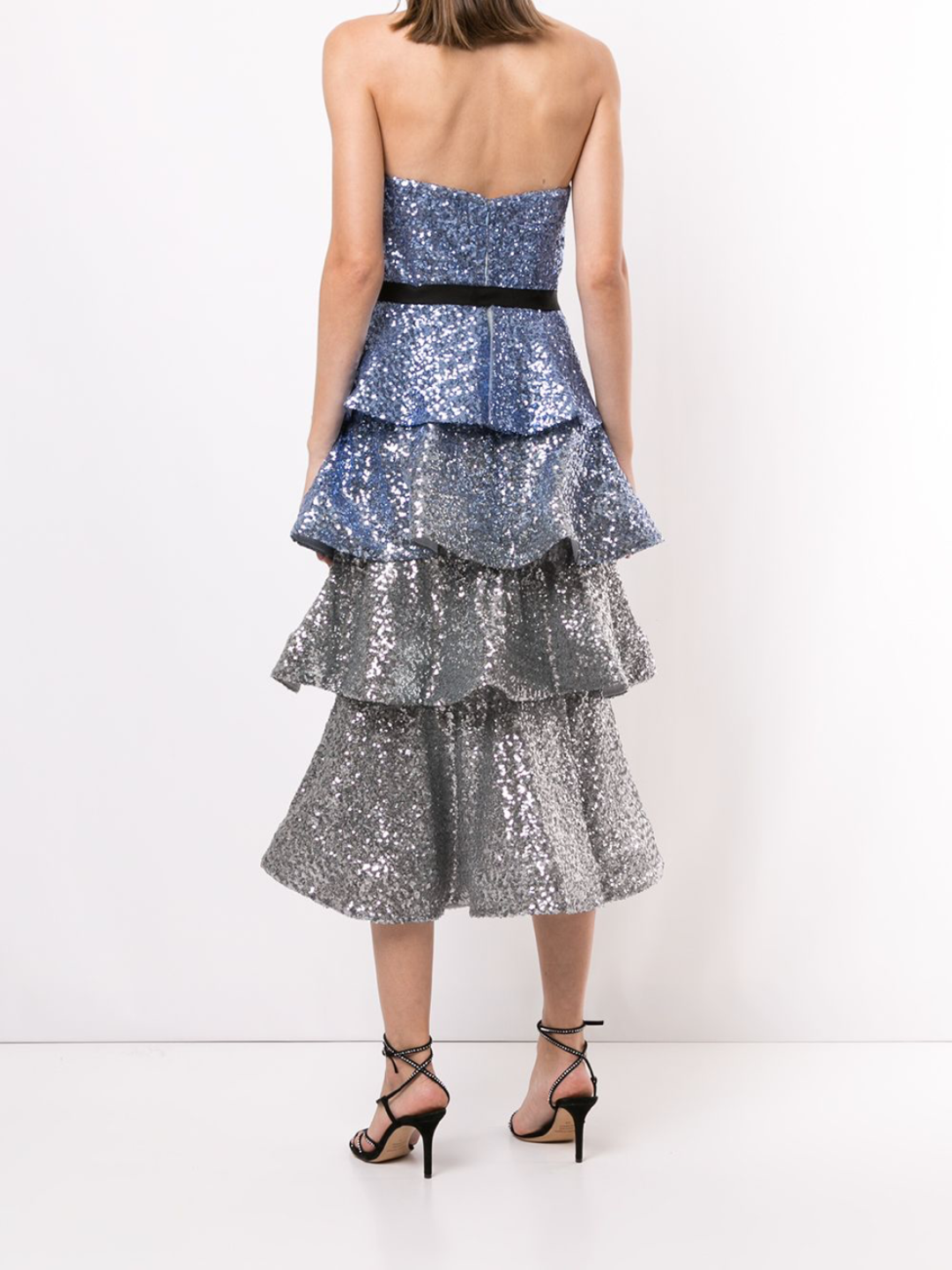 Strapless Tiered Sequin Cocktail Dress – Marchesa