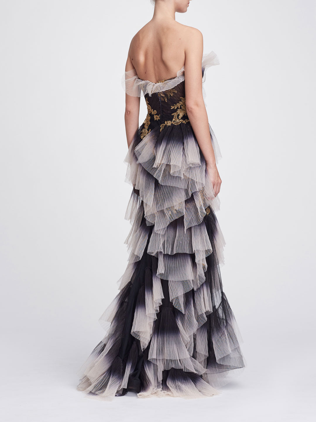 marchesa notte strapless ombre gown