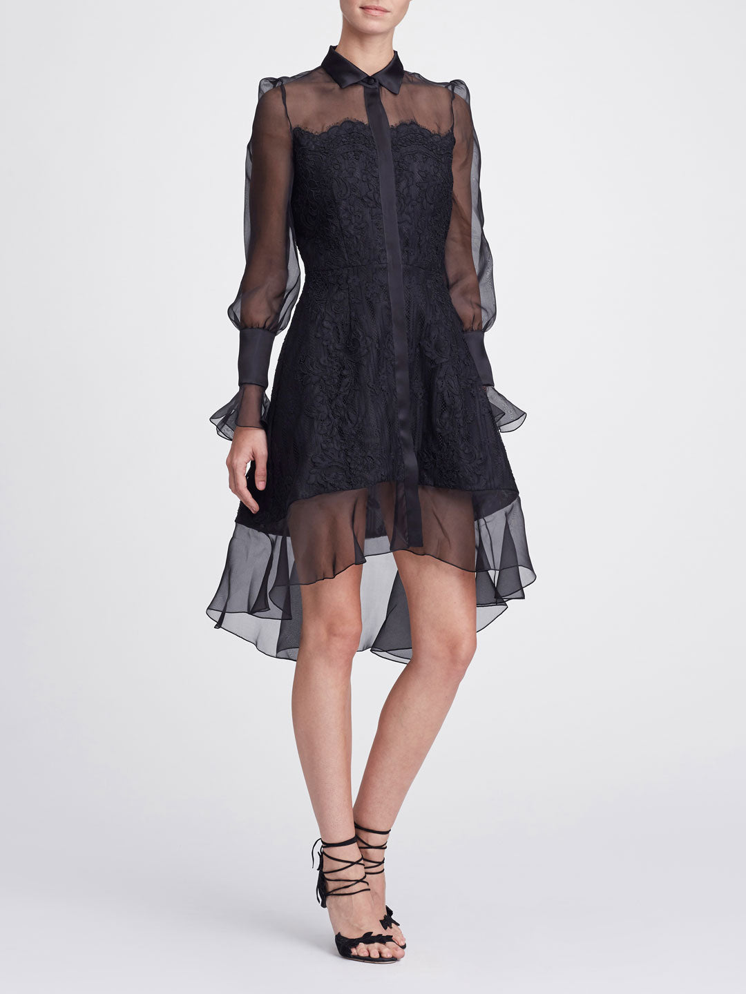 black lace shirt dress