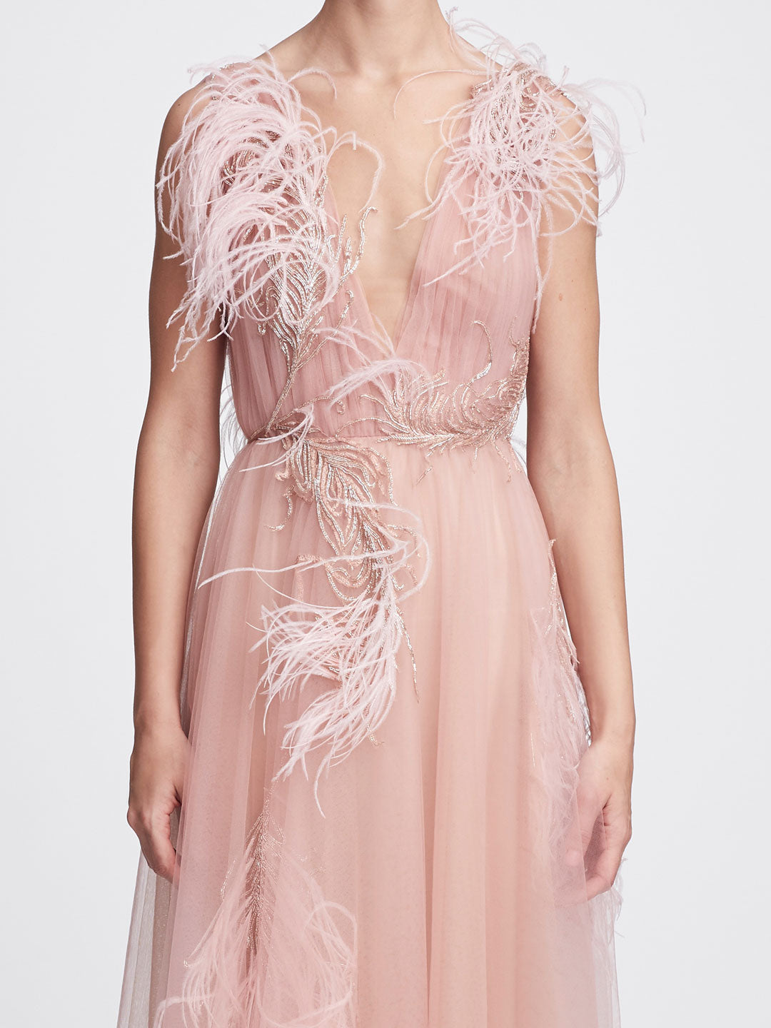 pink feather cocktail dress