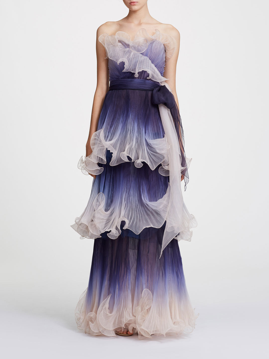 marchesa notte strapless ombre gown