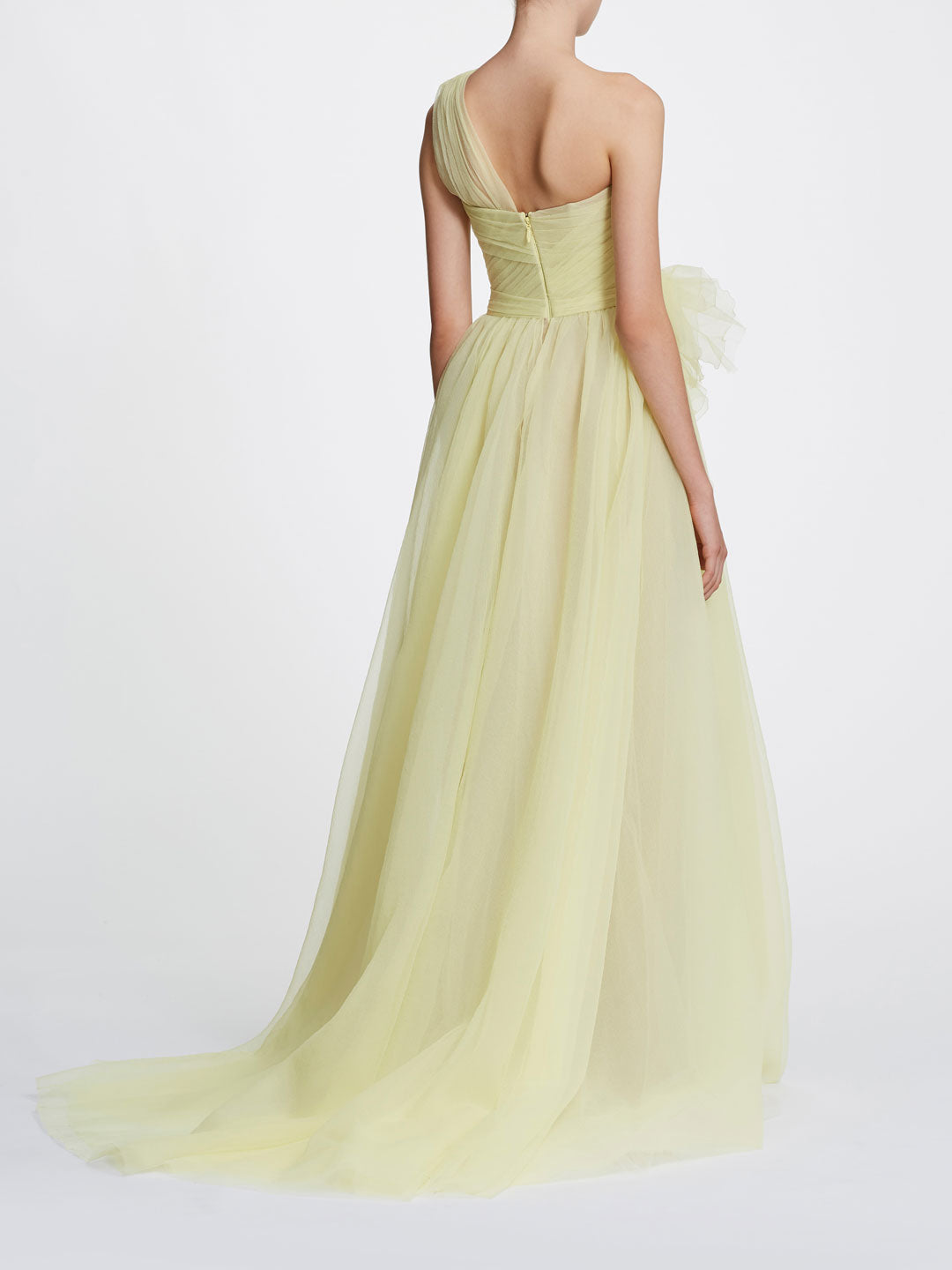 marchesa one shoulder gown