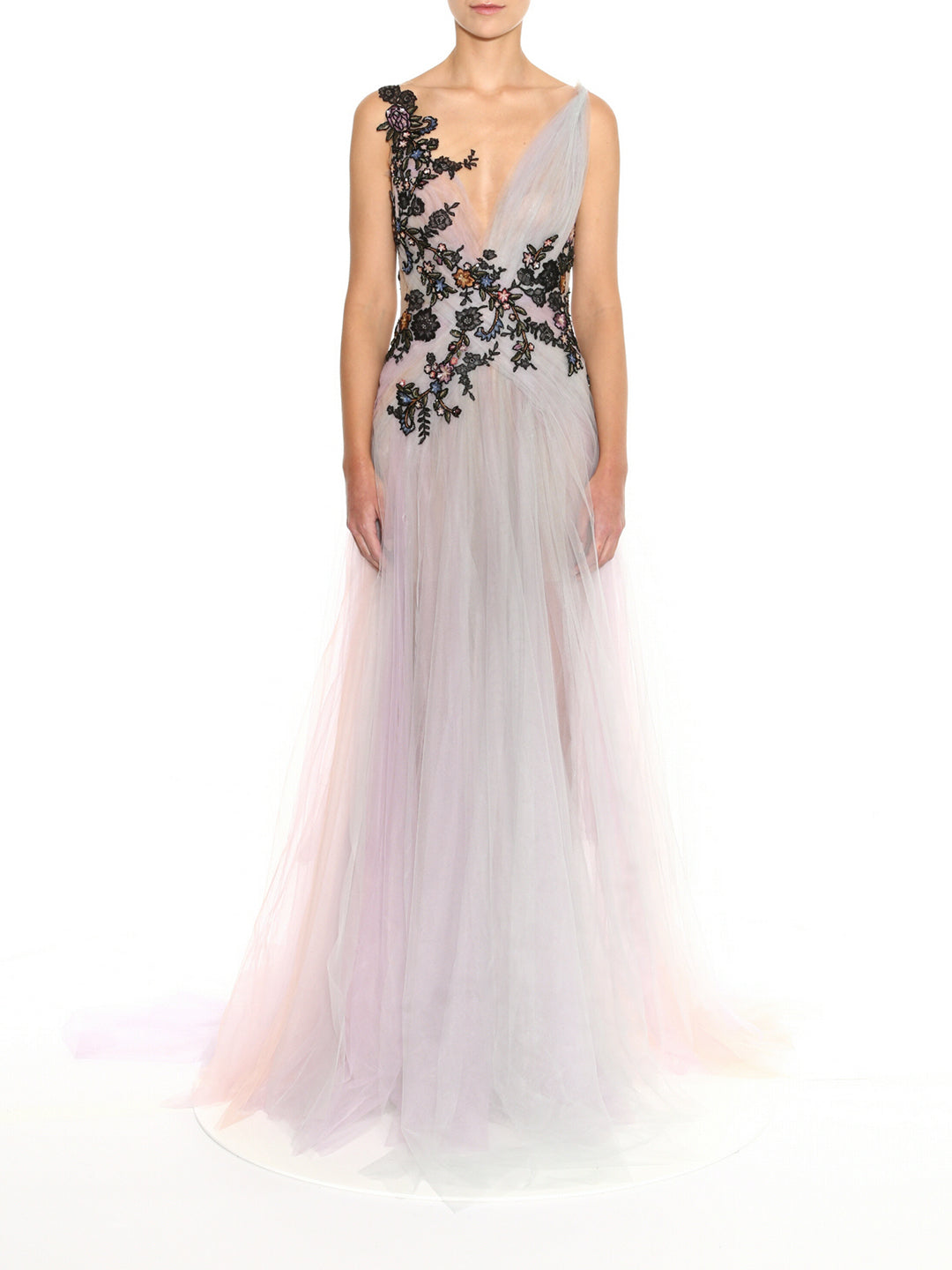 V-Neckline Grecian A-line Gown – Marchesa