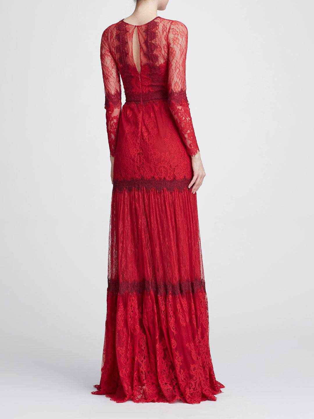 marchesa notte red lace dress