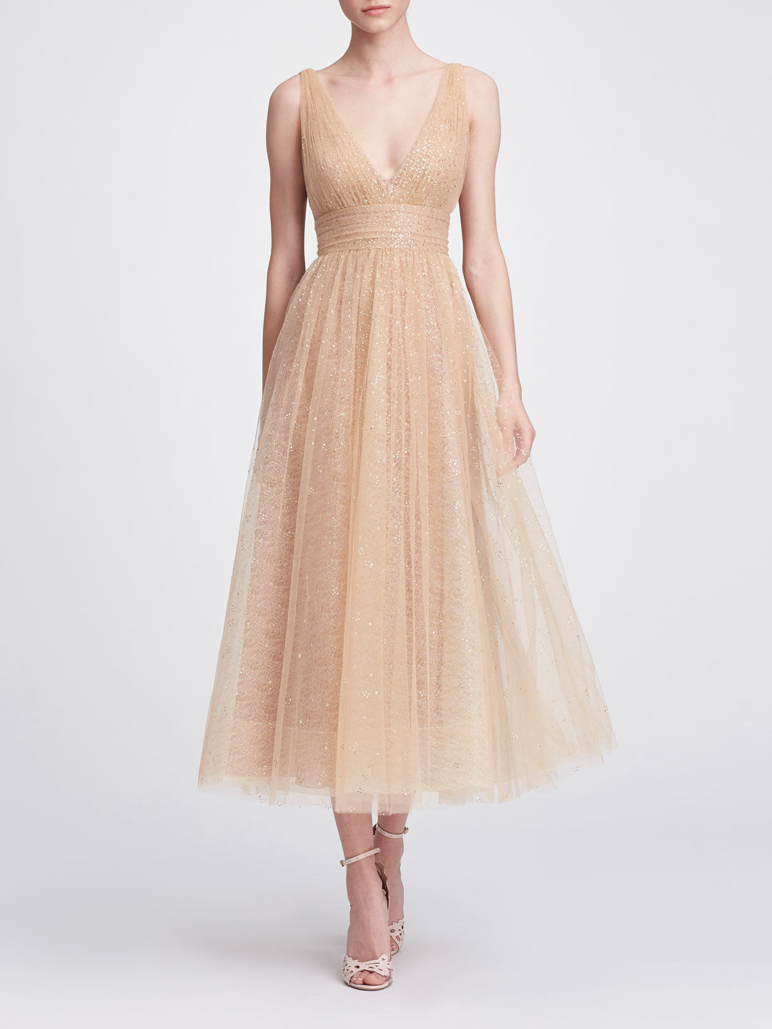 champagne tea length dresses