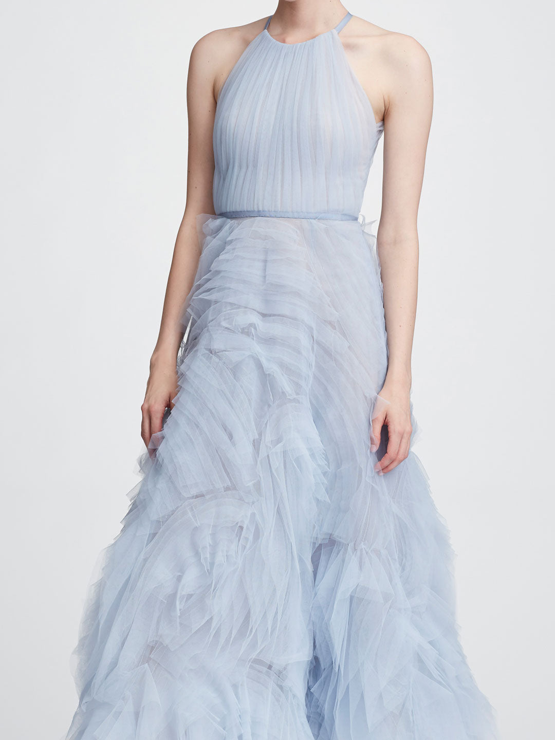 marchesa notte textured tulle tea length gown