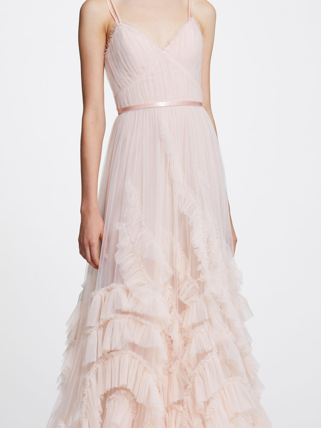 marchesa notte textured tulle tea length gown