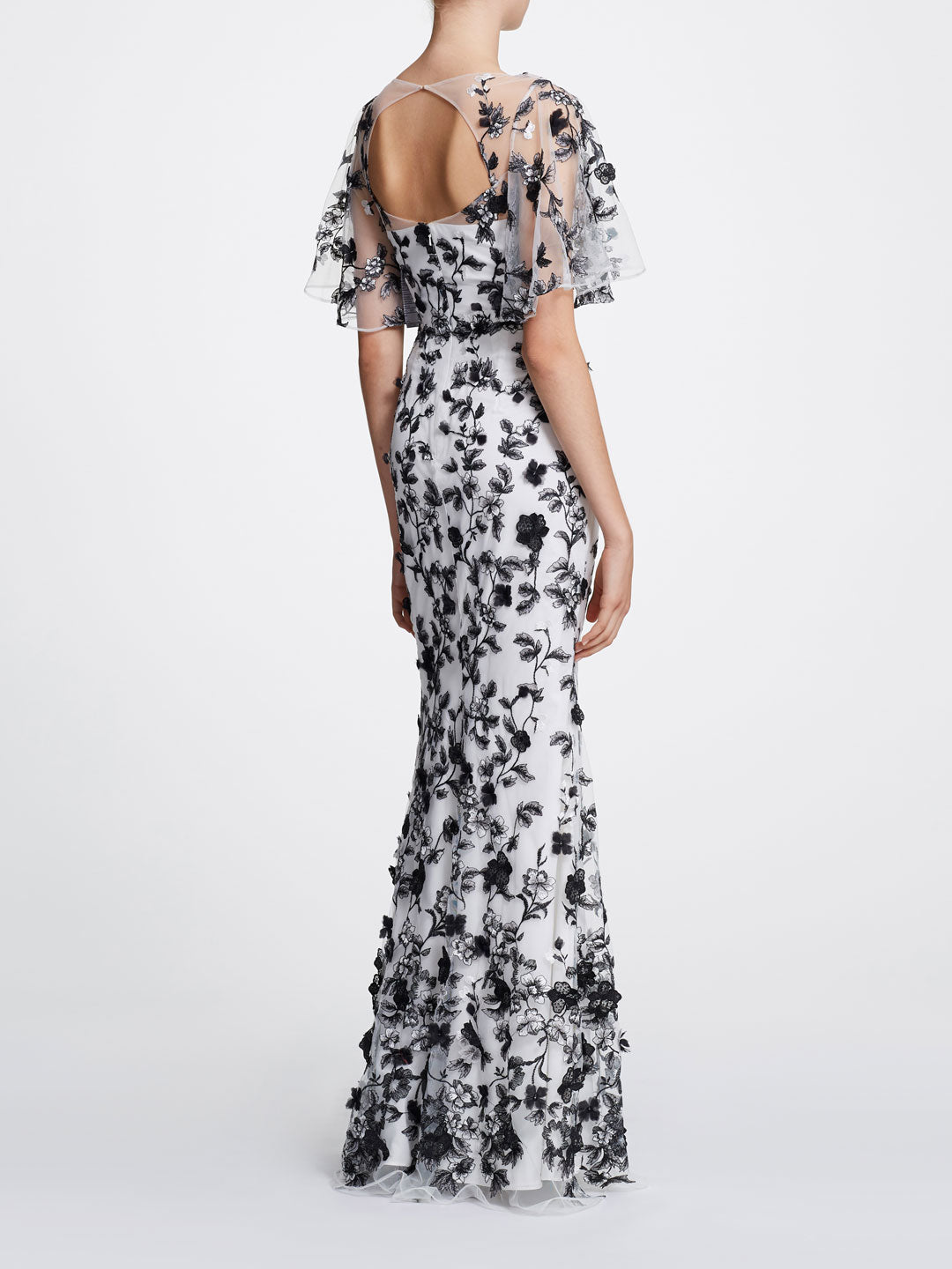 marchesa notte black and white gown