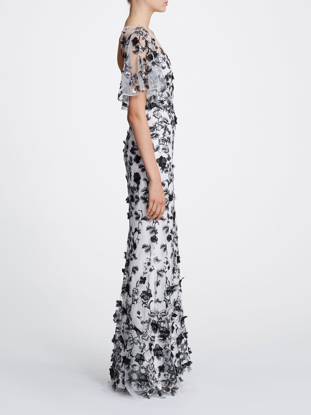 marchesa notte black and white gown