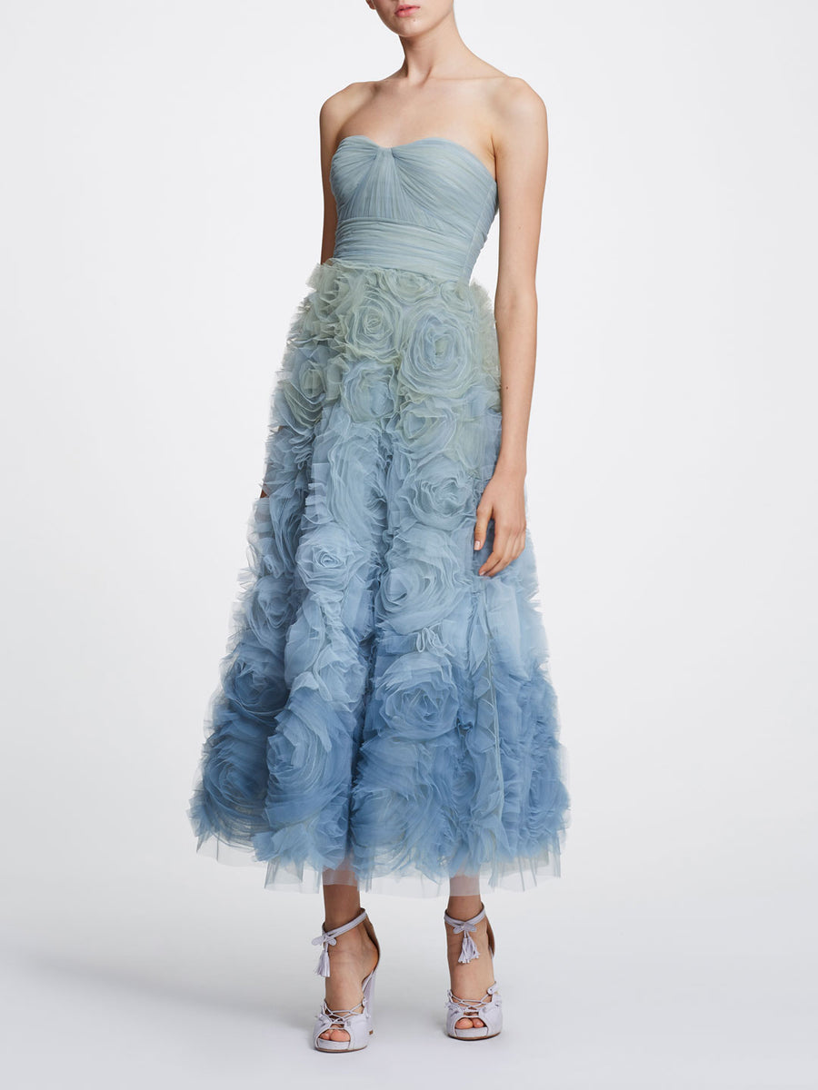 Strapless ombre tulle Tea-length | Shop Marchesa Notte