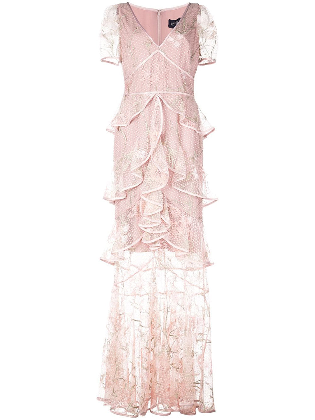 Ruffle Tiered Short Sleeve Gown | Shop Marchesa Notte