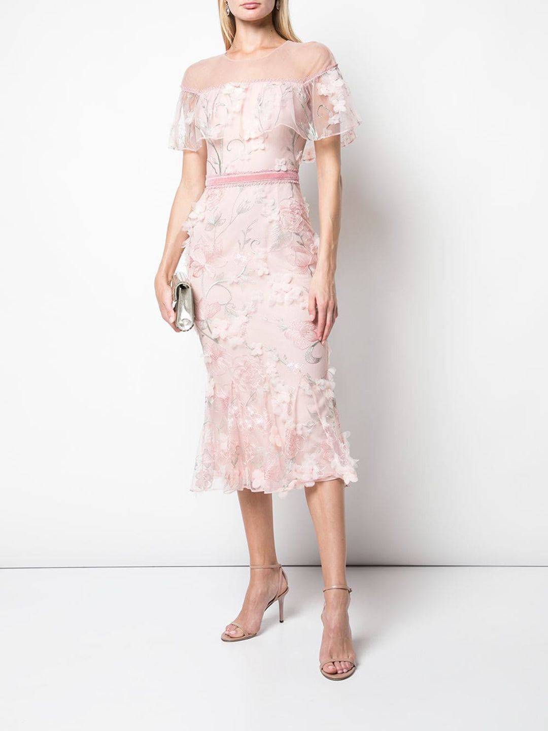 marchesa notte blush floral tulle gown