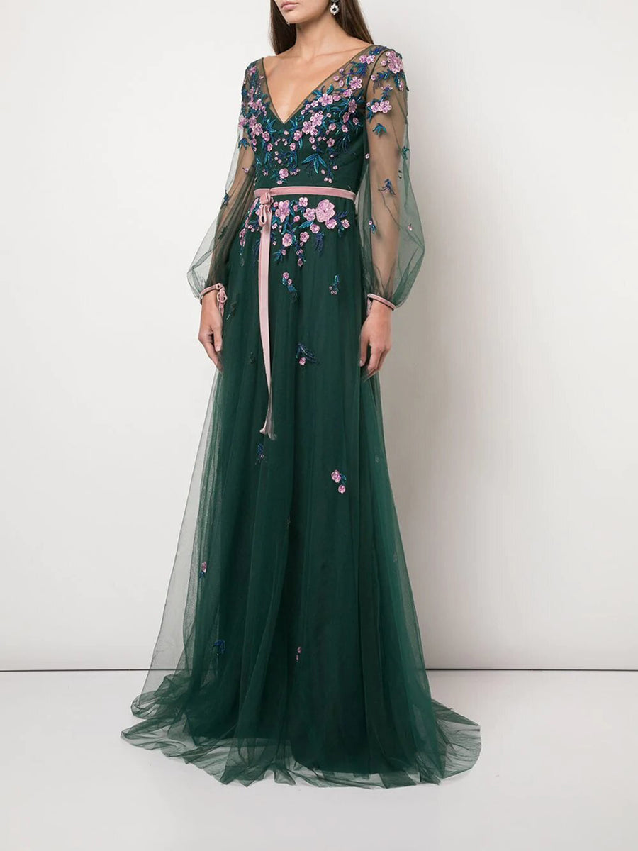 Bishop Sleeve Beaded Gown – Marchesa