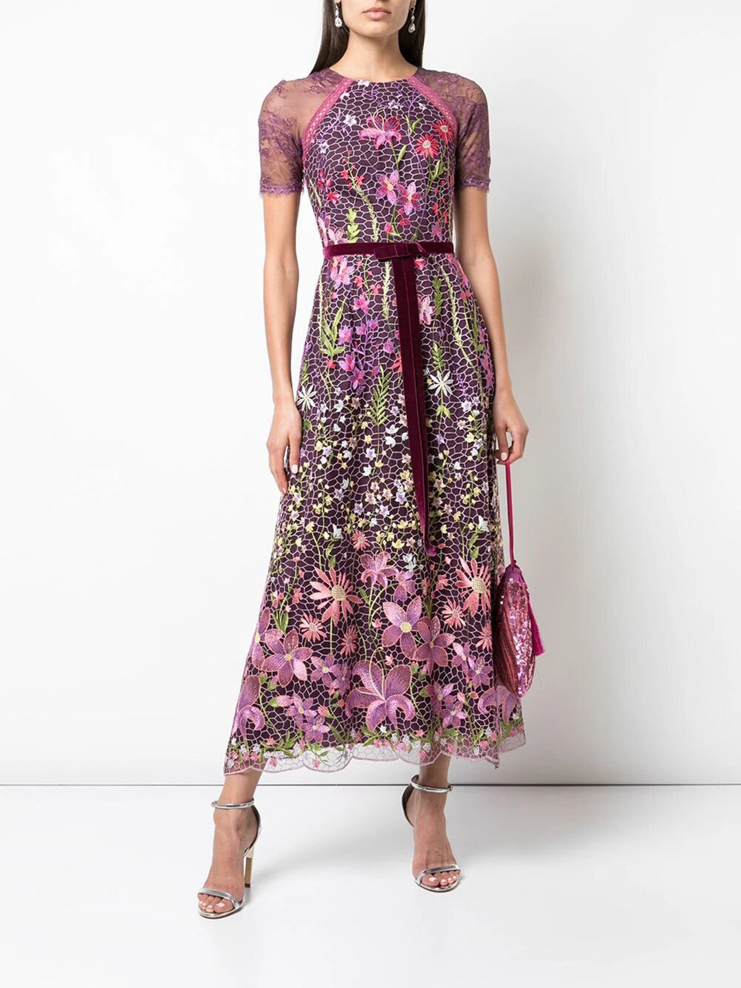 floral embroidered cocktail dress 