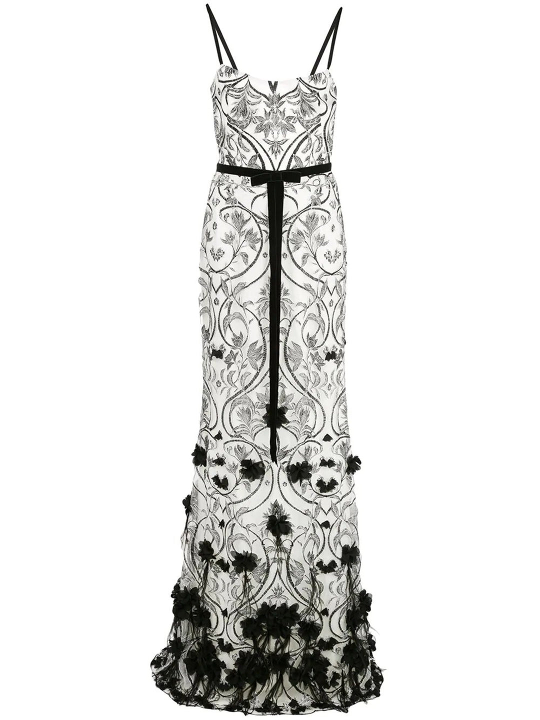 marchesa notte black and white gown