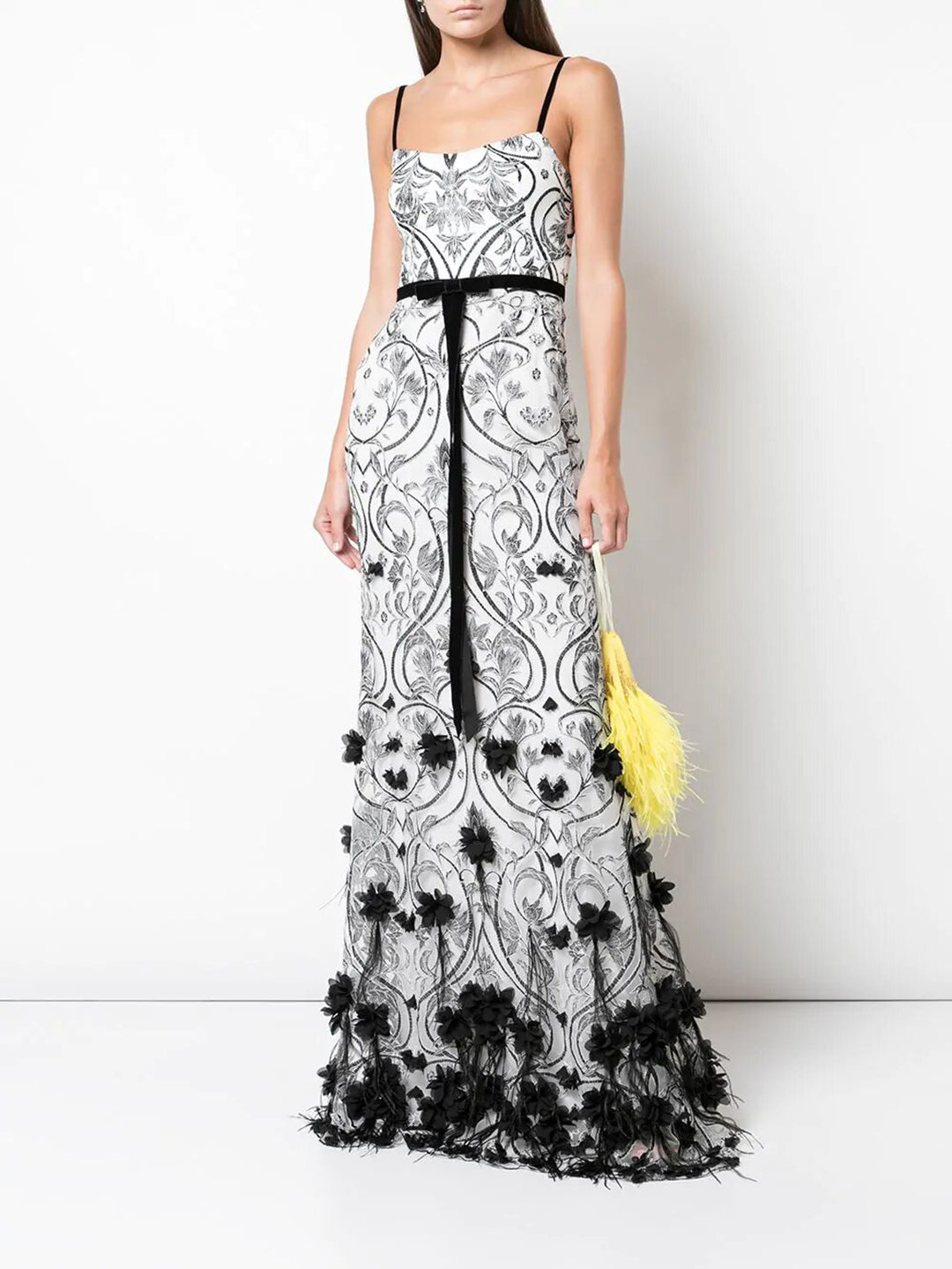 marchesa notte black and white gown