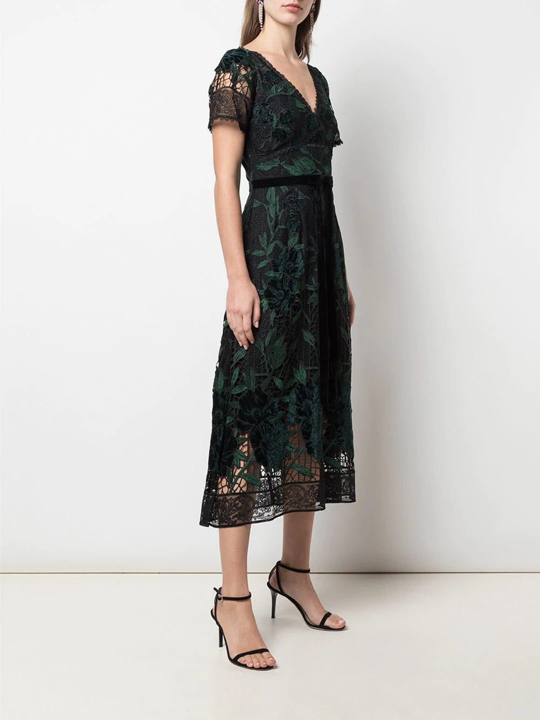 Short Sleeve Velvet Guipure Cocktail Dress – Marchesa