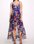 Load image into Gallery viewer, Hi-Lo Gown with Floral Trims | Marchesa
