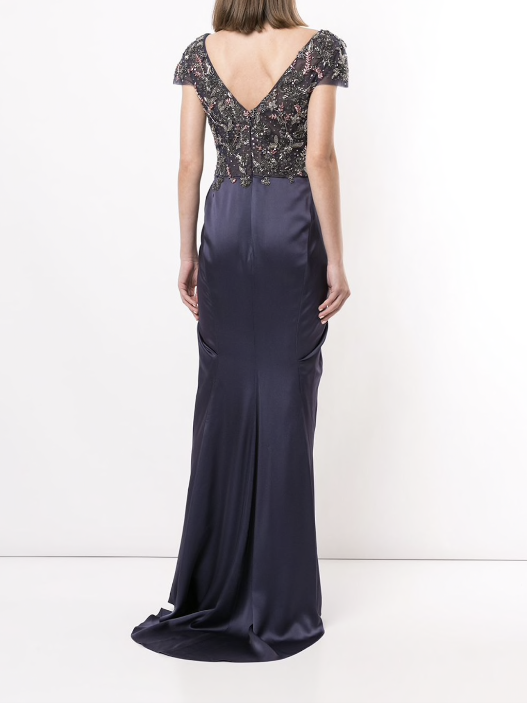 draped evening gown