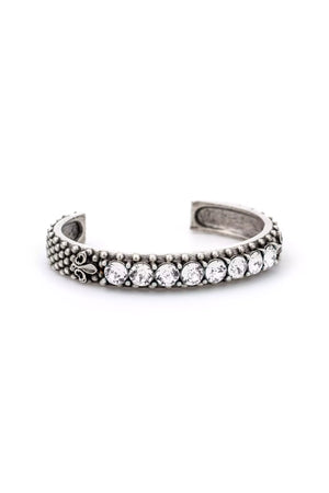 Sterling Clad Austrian Crystal Bangle Bracelet - Silver - KIT'S WELL DRESSED