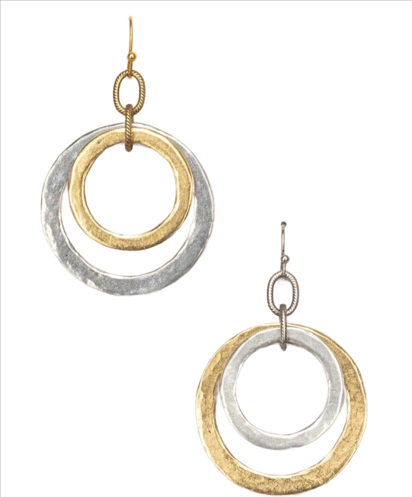 Double Hammered Ring Earring  2-Tone