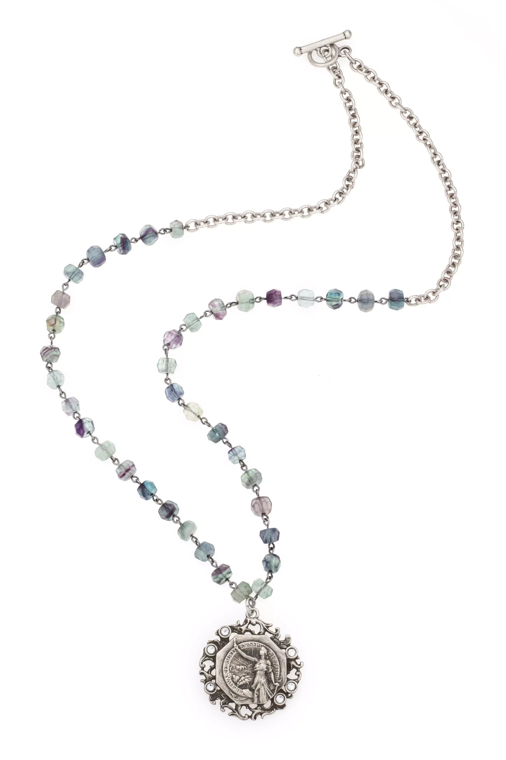 The Sidonie Necklace - Azur Mix with Austrian Crystal Lace Medallion
