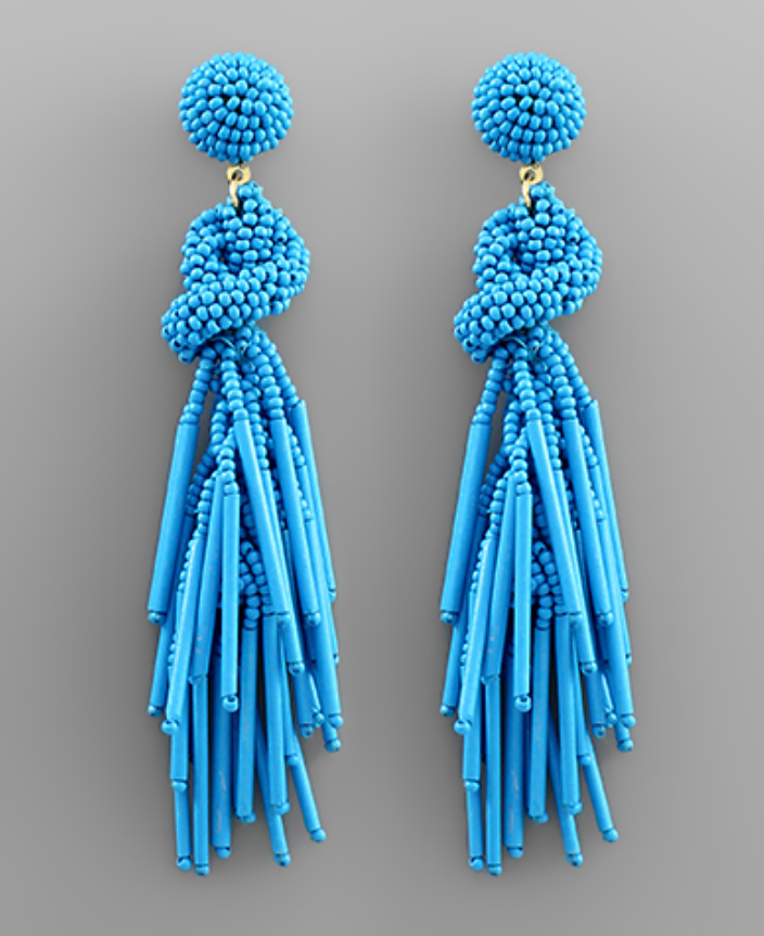 Seed Bead Knot Tassel Earrings (XL)