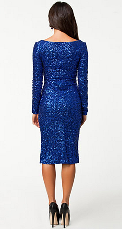 long sleeve blue sequin dress