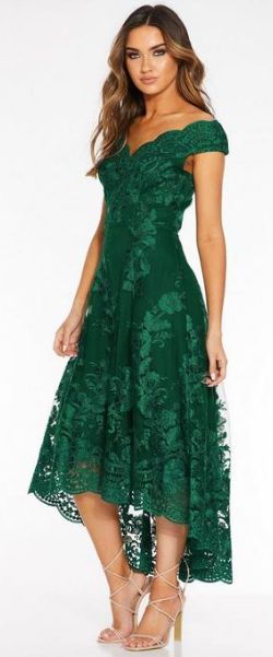 bottle green lace dress