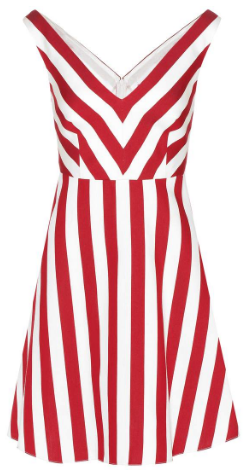 RED VALENTINO - Red White Stripe Dress - Designer Dress hire 
