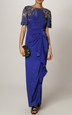 blue and gold sequin dress