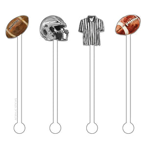 Football Themed Party Decor Acrylic Stir Sticks - Set of 4 - Davis Street Mercantile