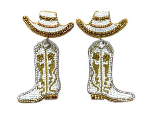 Cowgirl Boot with Hat Embelished Earrings - Davis Street Mercantile