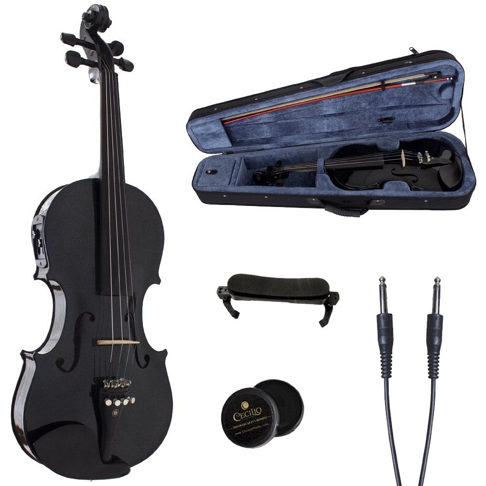vinge Plante krans Cecilio 4-4 CVNAE-Black - SR Ebony Fitted Acoustic-Electric Violin – Loud M