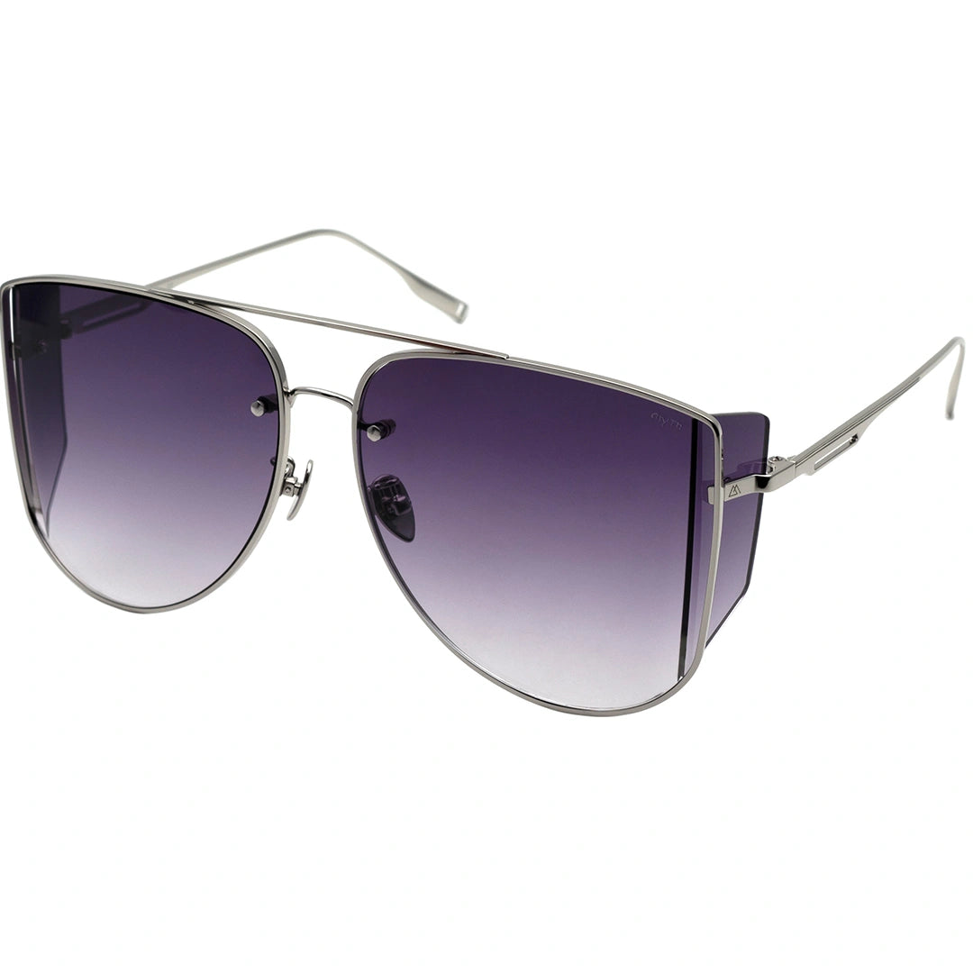 Gafas de sol de aviador extragrandes MYTH GREECE Y4 SYMBOL, con parte superior plana y protección lateral, de color morado, estilo navegador, para hombre y mujer, con montura fina y doble puente.