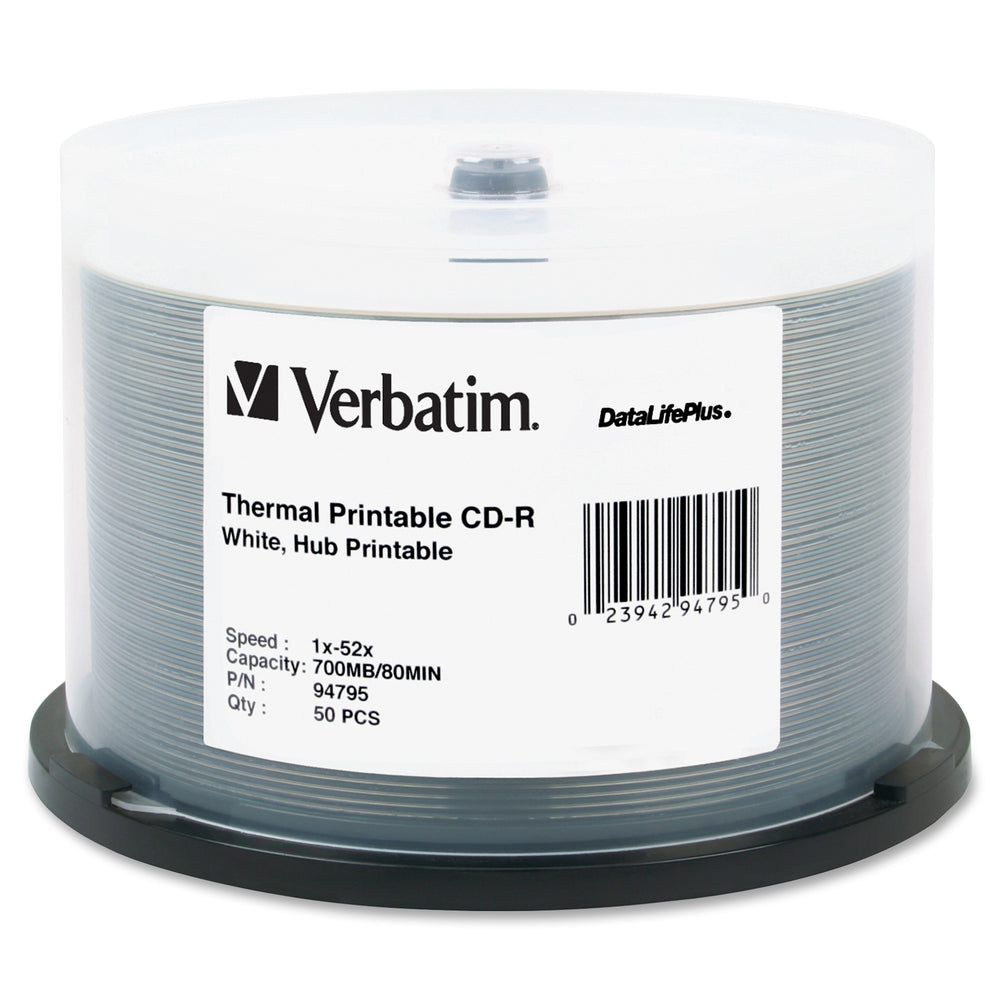 Verbatim Cd R 700mb 52x Datalifeplus White Thermal Printable Hub Prin Ram4 Store