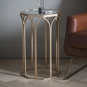 Gold Metal with Glass top side table